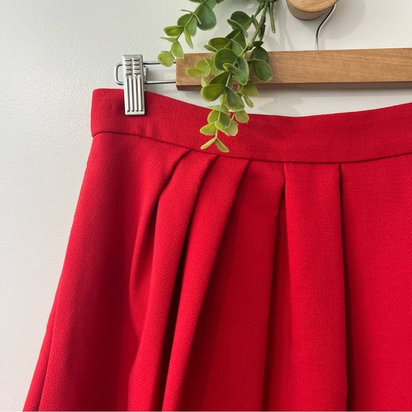 Banana Republic Red Pleated A-line Holiday Modest Skirt - Picture 3 of 9